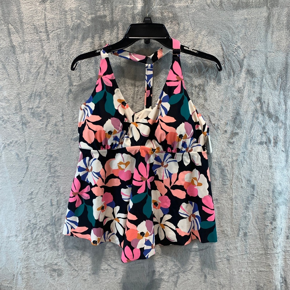 Raisins Curve Aviva Tankini Top Black Floral Underwire N840141 Womens 16W‎ NEW